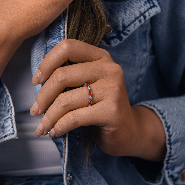 Silent Geometry Ring - Red - Serene Western