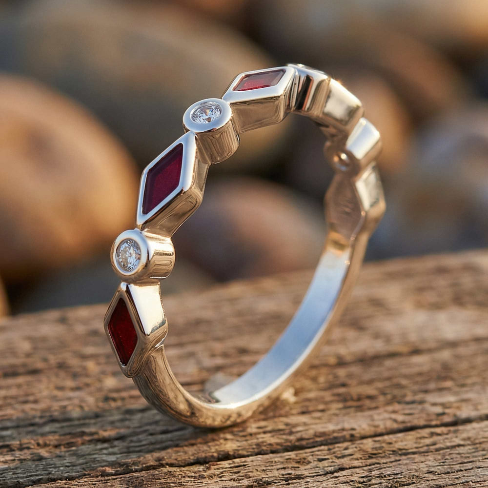 Silent Geometry Ring - Red - Serene Western