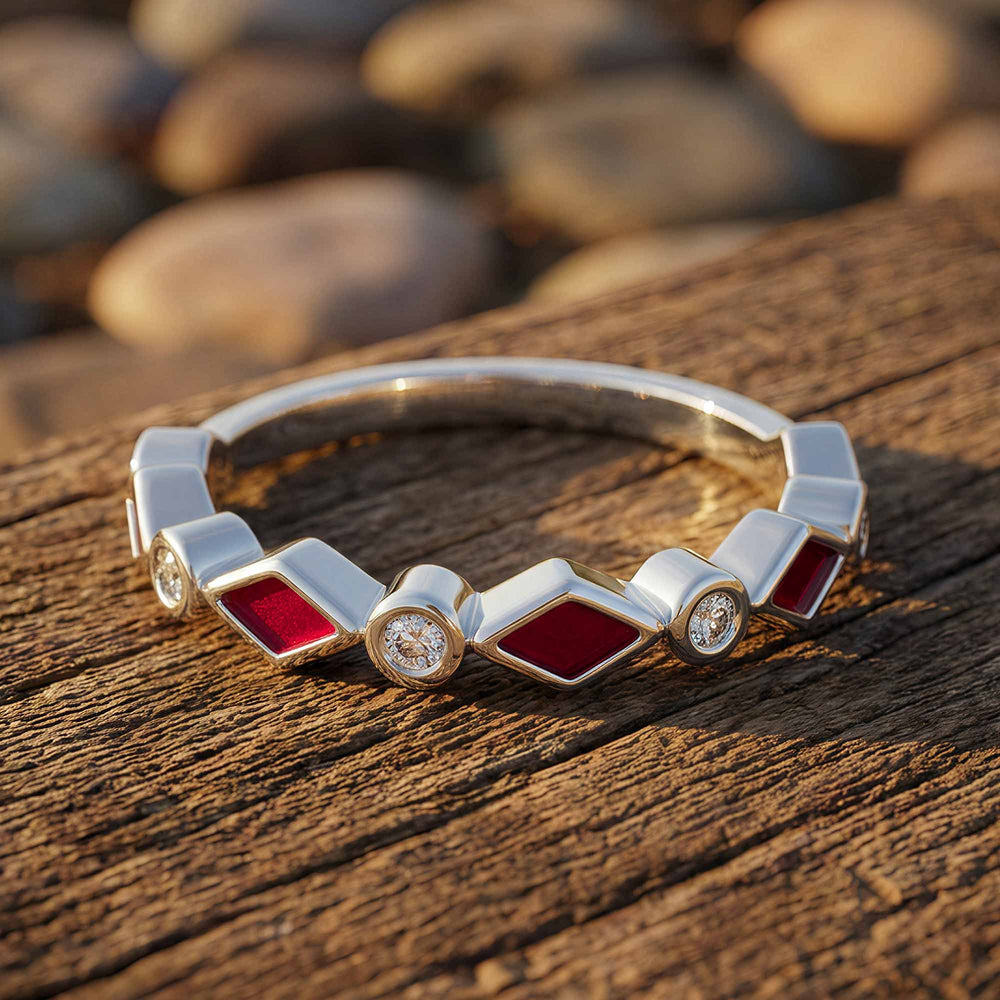 Silent Geometry Ring - Red - Serene Western