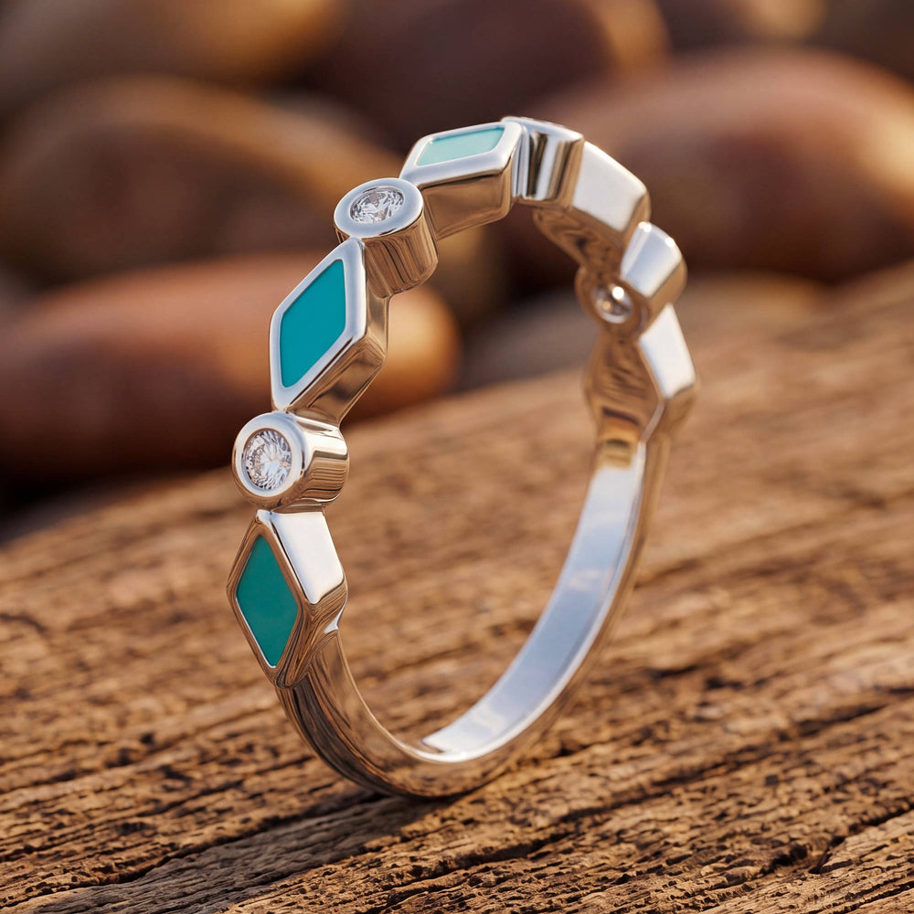 Silent Geometry Ring - Turquoise - Serene Western