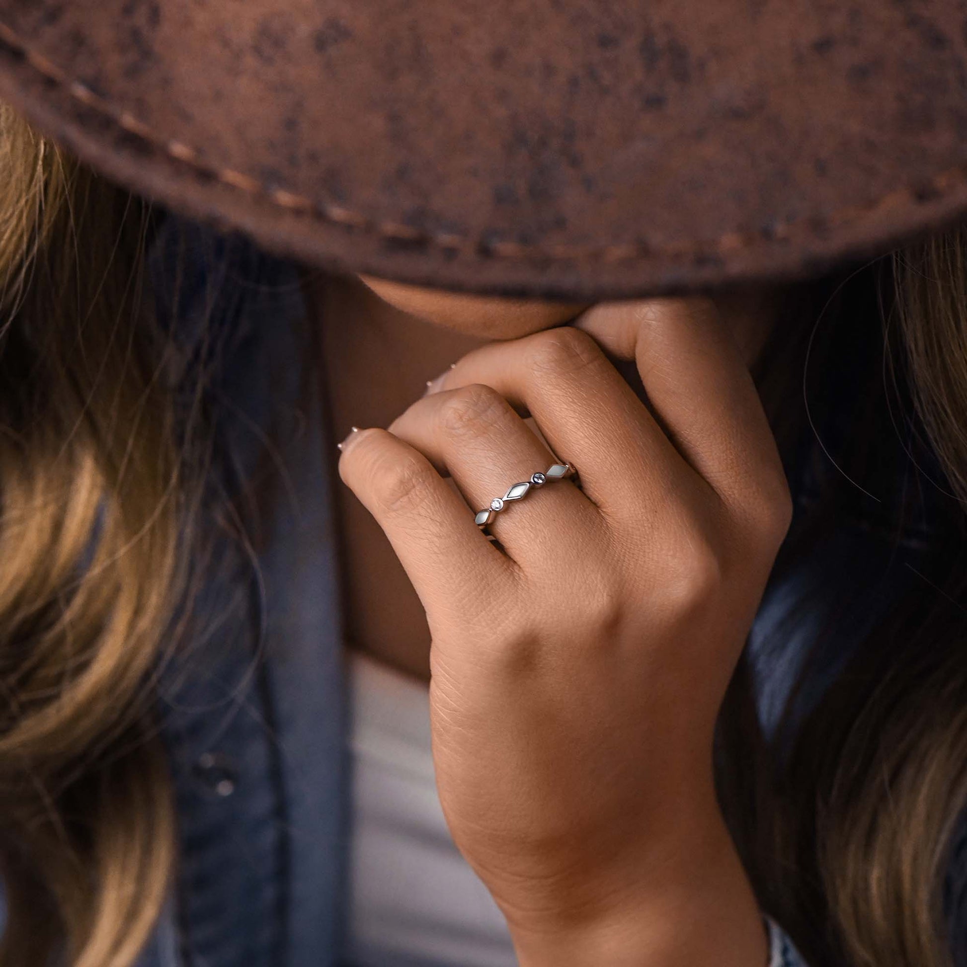 Silent Geometry Ring - White - Serene Western