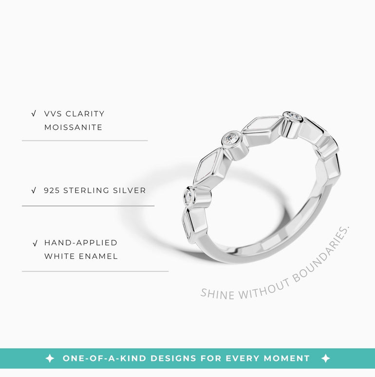 Silent Geometry Ring - White - Serene Western