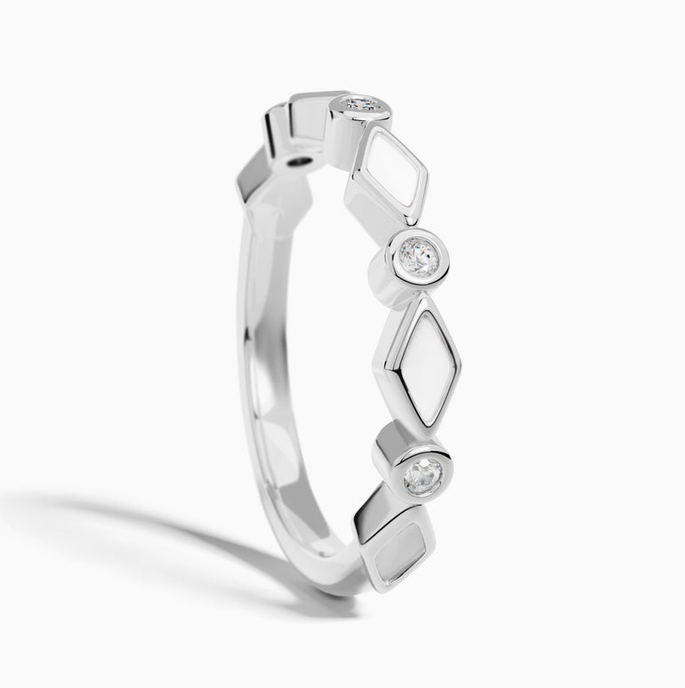 Silent Geometry Ring - White - Serene Western