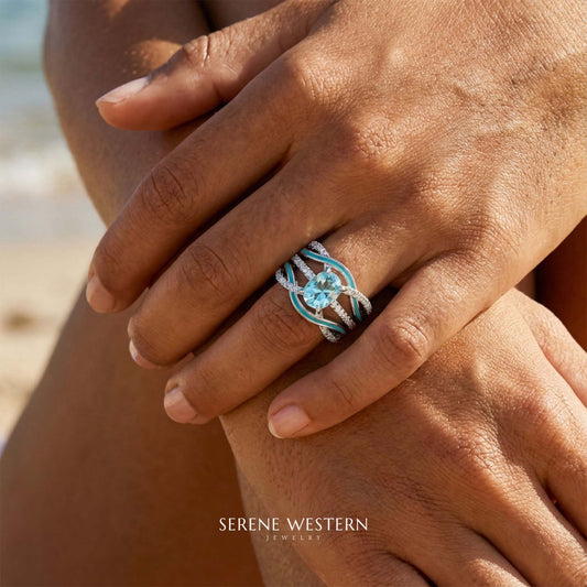 Silver Rapids Ring - Aquamarine - Serene Western