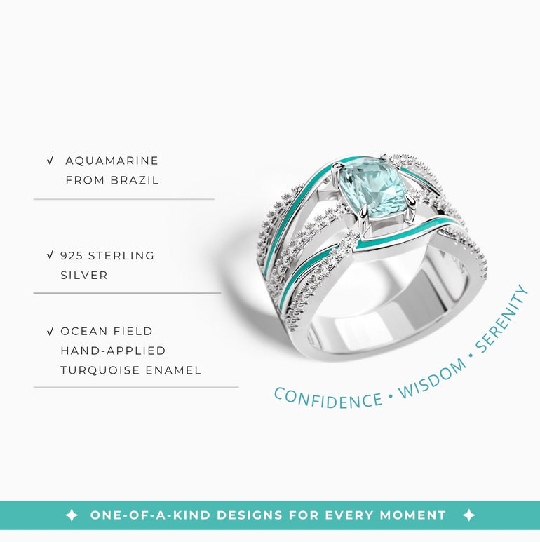 Silver Rapids Ring - Aquamarine - Serene Western