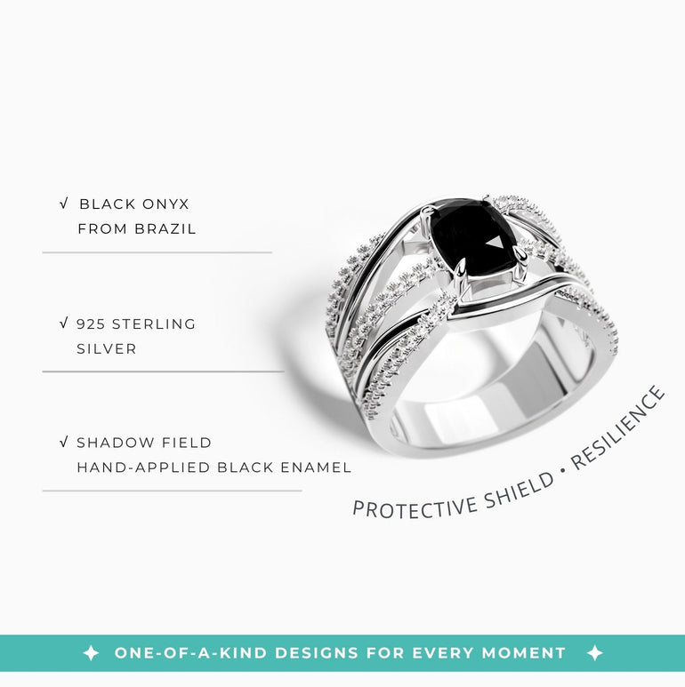 Silver Rapids Ring - Black Onyx - Serene Western