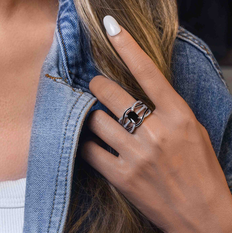 Silver Rapids Ring - Black Onyx - Serene Western