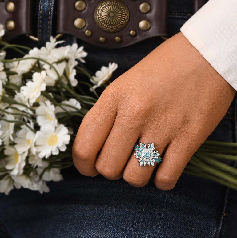 Snowbound Mystery Ring - Aquamarine - Serene Western