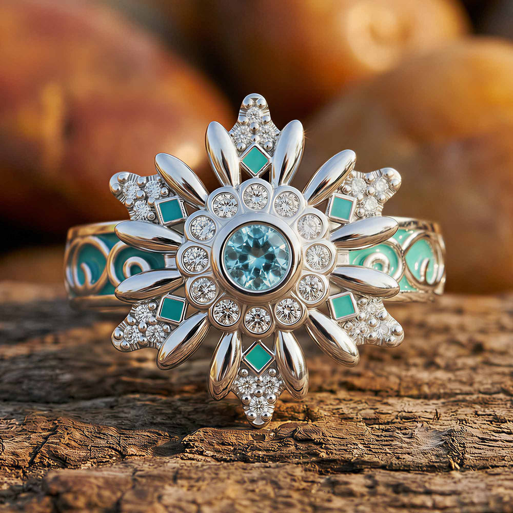 Snowbound Mystery Ring - Aquamarine - Serene Western