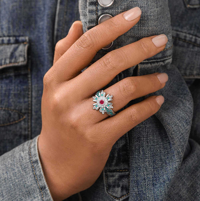 Snowbound Mystery Ring - Ruby - Serene Western