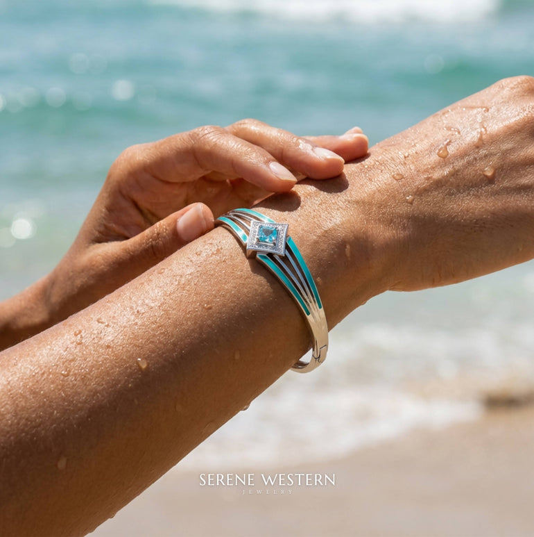 Soulful Waters Bracelet - Aquamarine - Serene Western