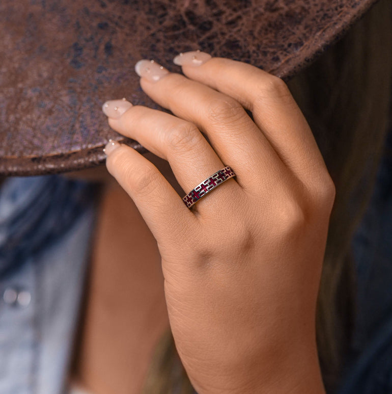 Stacked Edge Ring - Red - Serene Western