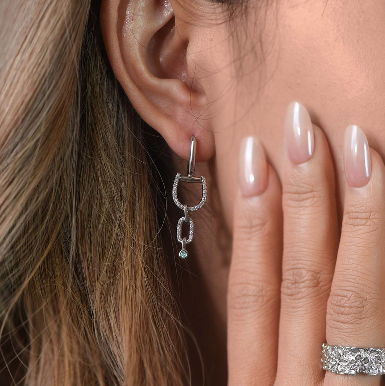 Stellar Pendulum Earrings - Aquamarine - Serene Western