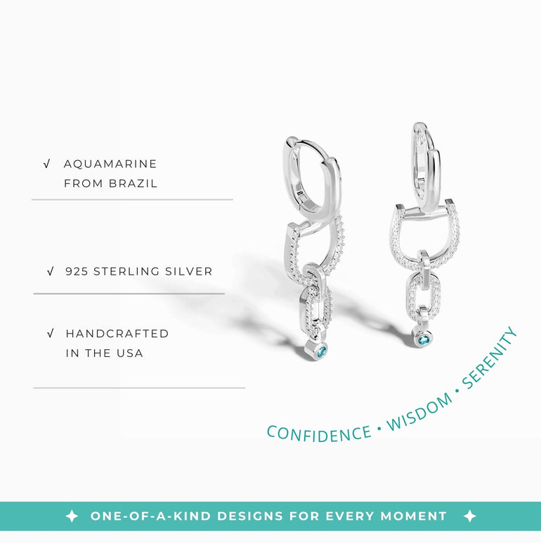 Stellar Pendulum Earrings - Aquamarine - Serene Western