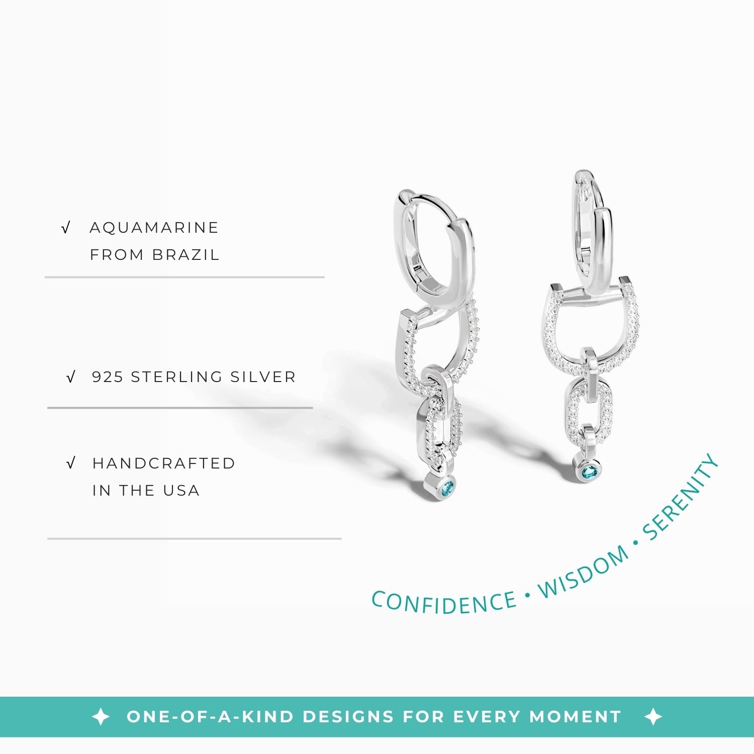 Stellar Pendulum Earrings - Aquamarine - Serene Western