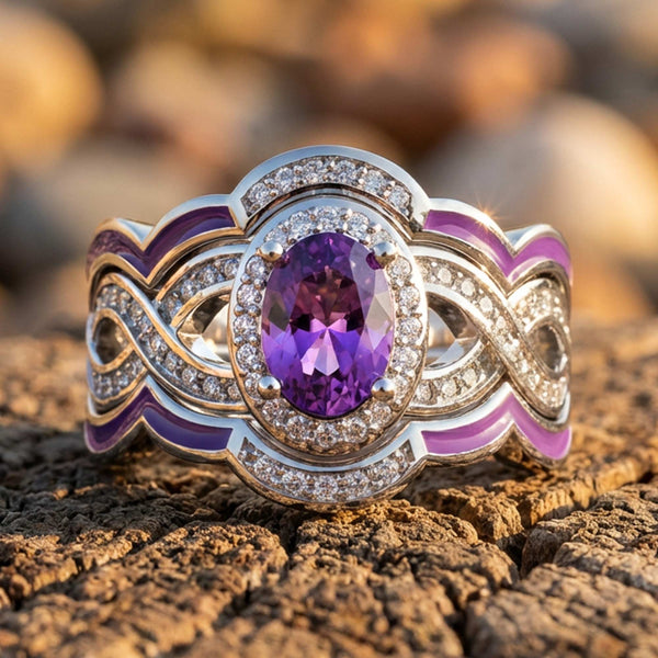 Solnedgångs kanjoner Ring - Akvamarin