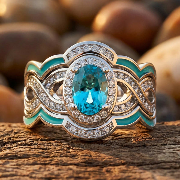 Solnedgångs kanjoner Ring - Akvamarin