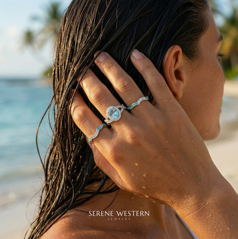 Sunset Canyons Ring - Aquamarine - Serene Western