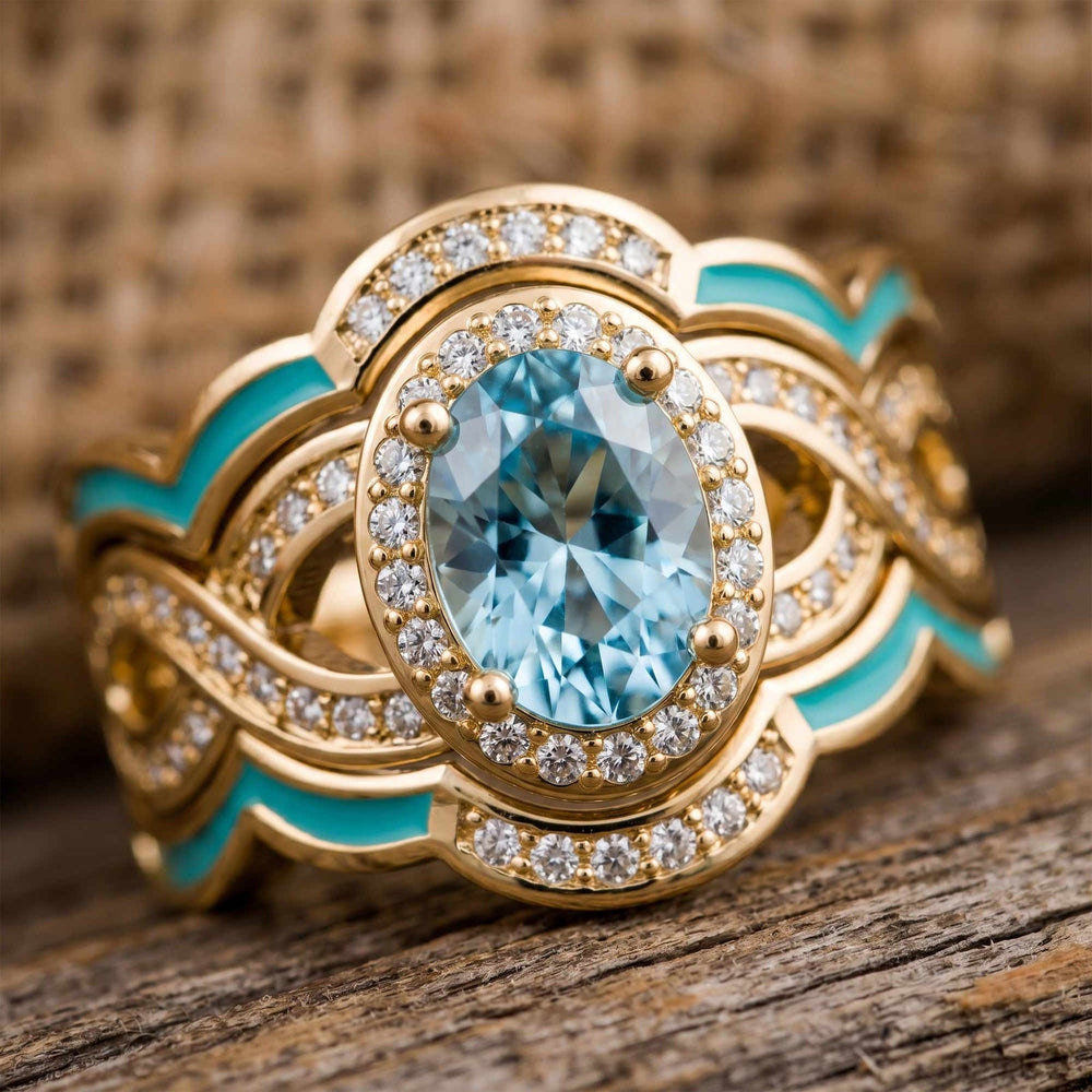 Sunset Canyons Ring - Aquamarine & Gold - Serene Western