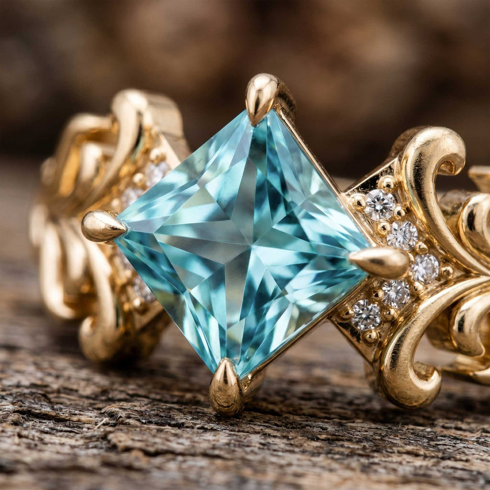 Sunspire Glow Ring - Akvamarin - Rolig Western