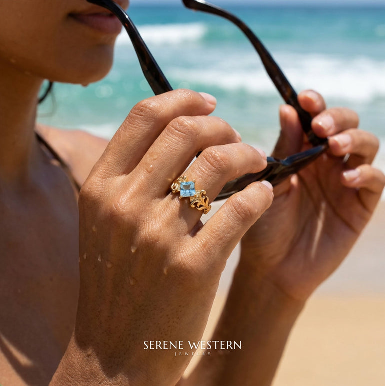 Sunspire Glow Ring - Aquamarine - Serene Western