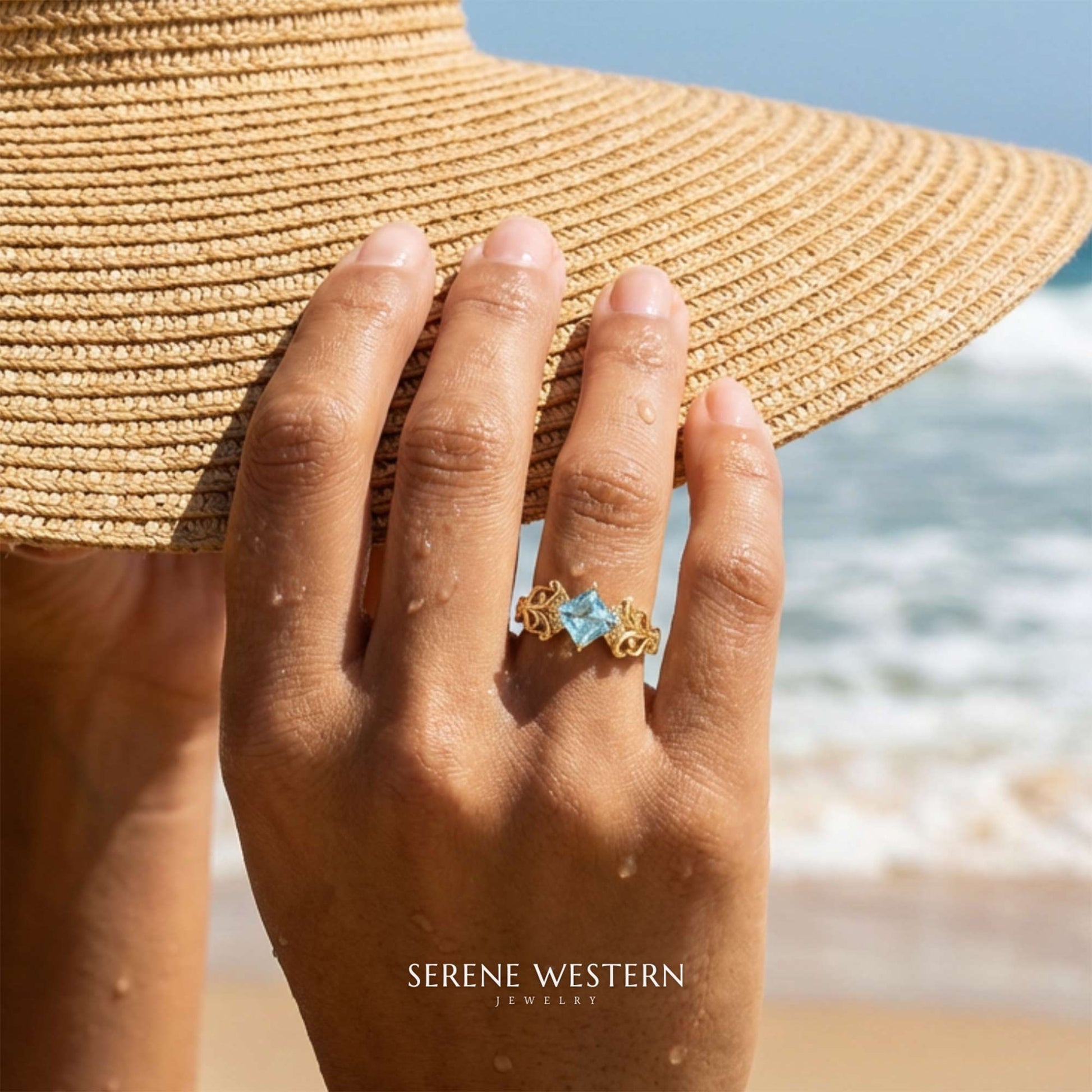 Sunspire Glow Ring - Aquamarine - Serene Western