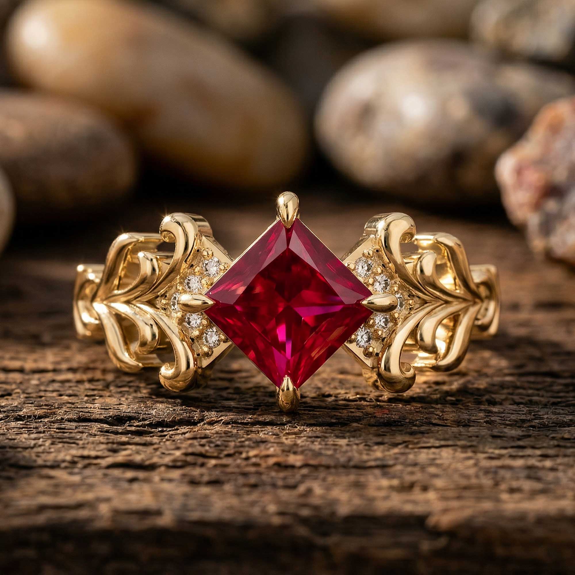 Ruby Ring in 925 Silver with 18K Gold Plating Sunspire Glow – Serene ...