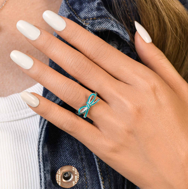 Teal Bow Ring - Serene Western