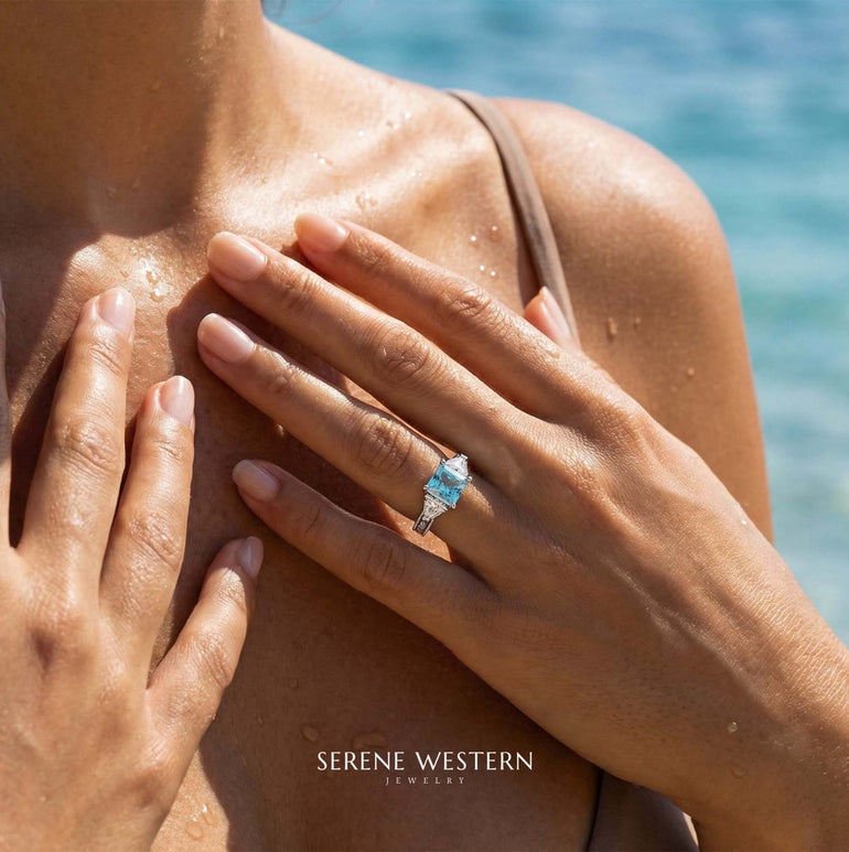 Tidal Embrace Ring - Aquamarine - Serene Western
