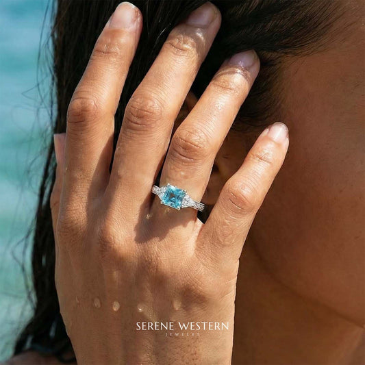 Tidal Embrace Ring - Aquamarine - Serene Western