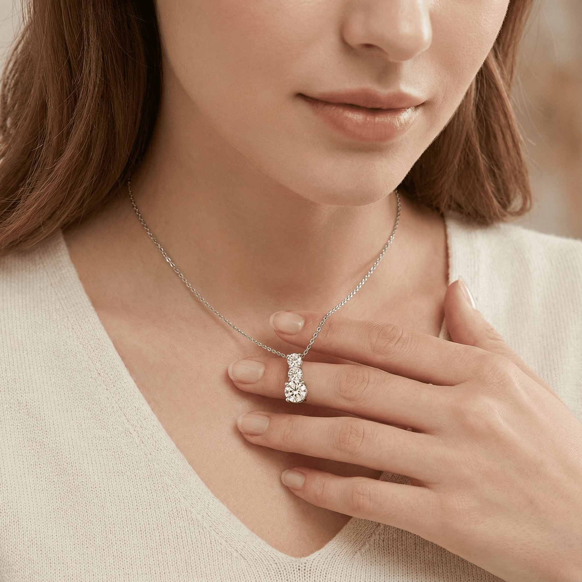 Triple Pulse Necklace - Moissanite - Serene Western