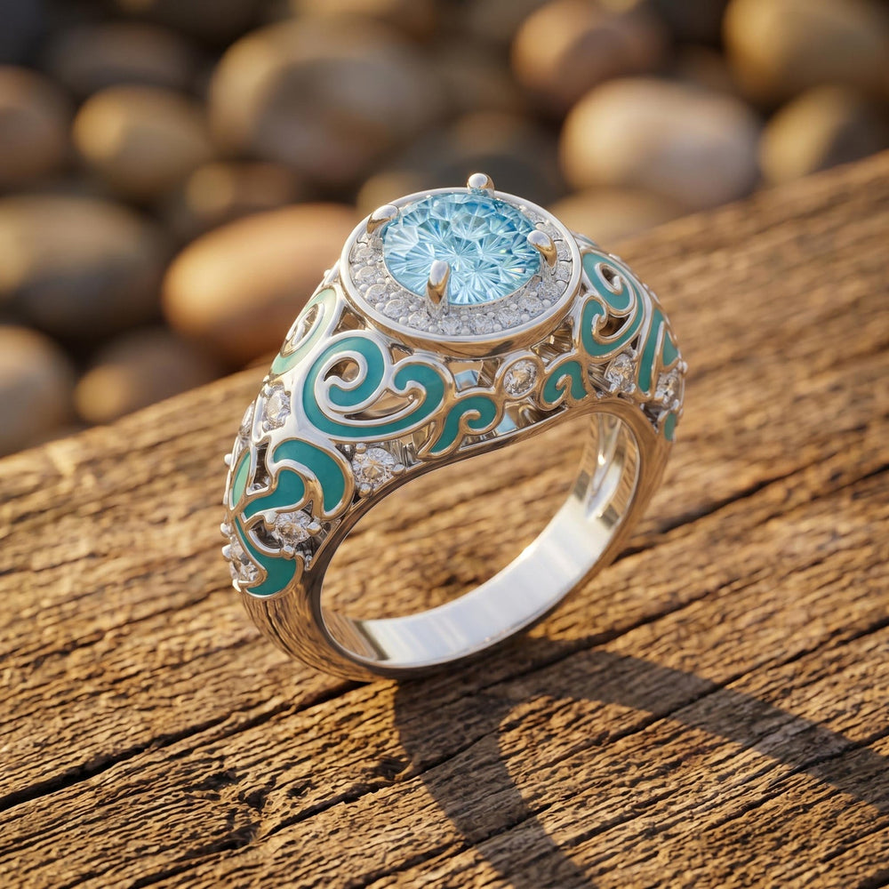 Virel Crest Ring - Aquamarine - Serene Western