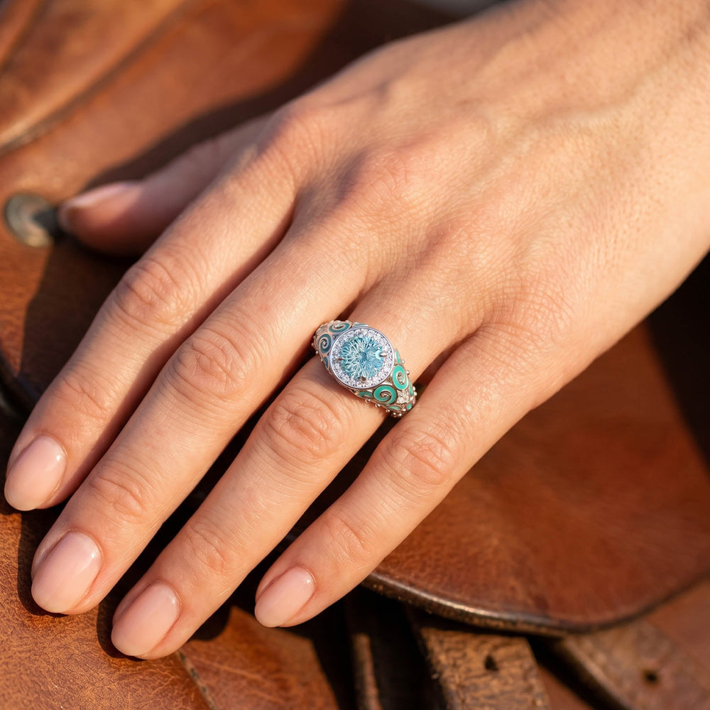 Virel Crest Ring - Aquamarine - Serene Western