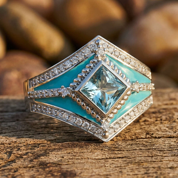 Vild Hjärtan Ring - Akvamarin