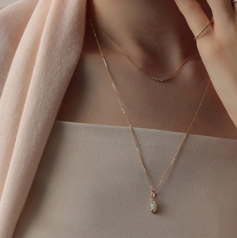 Wreath Charm Necklace - Opal - Serene Western