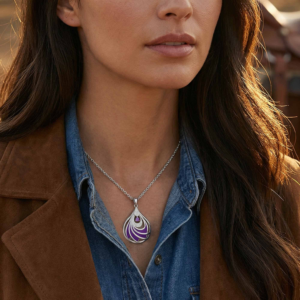 Zephyr Teardrop Necklace - Amethyst ＆ Purple - Serene Western