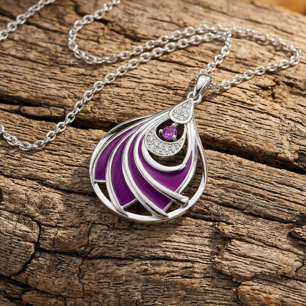 Zephyr Teardrop Necklace - Amethyst ＆ Purple