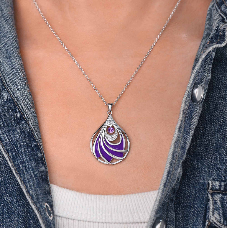 Zephyr Teardrop Necklace - Amethyst ＆ Purple - Serene Western