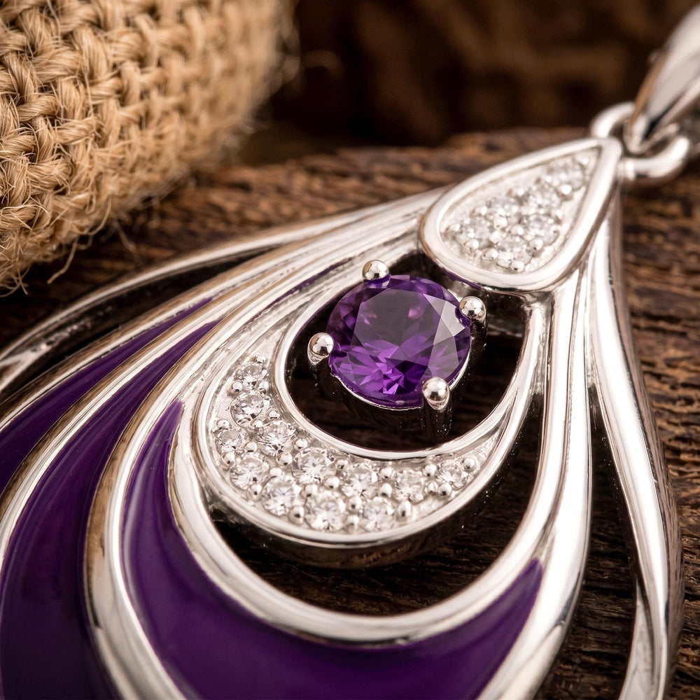 Zephyr Teardrop Necklace - Amethyst ＆ Purple - Serene Western
