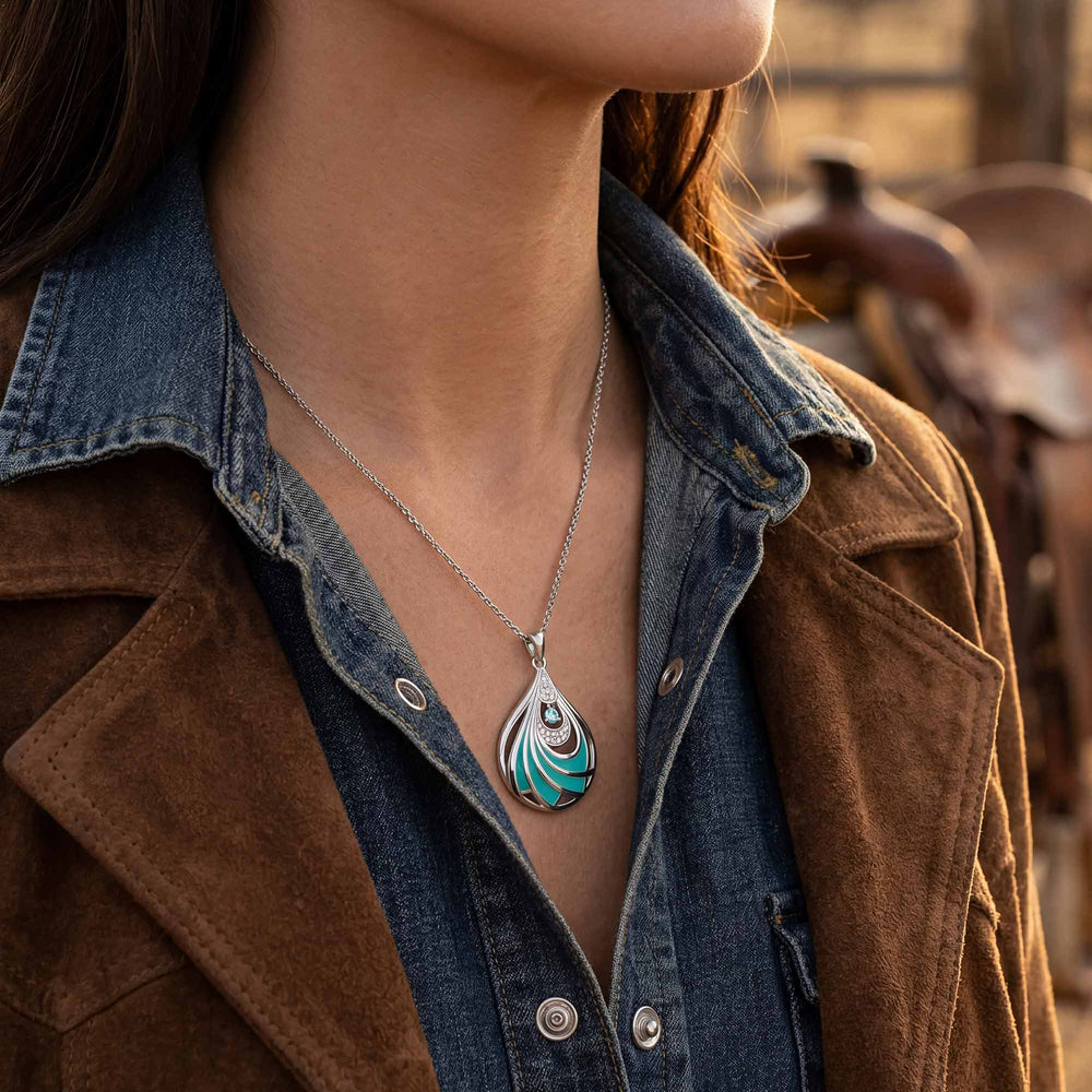 Zephyr Teardrop Necklace - Aquamarine - Serene Western
