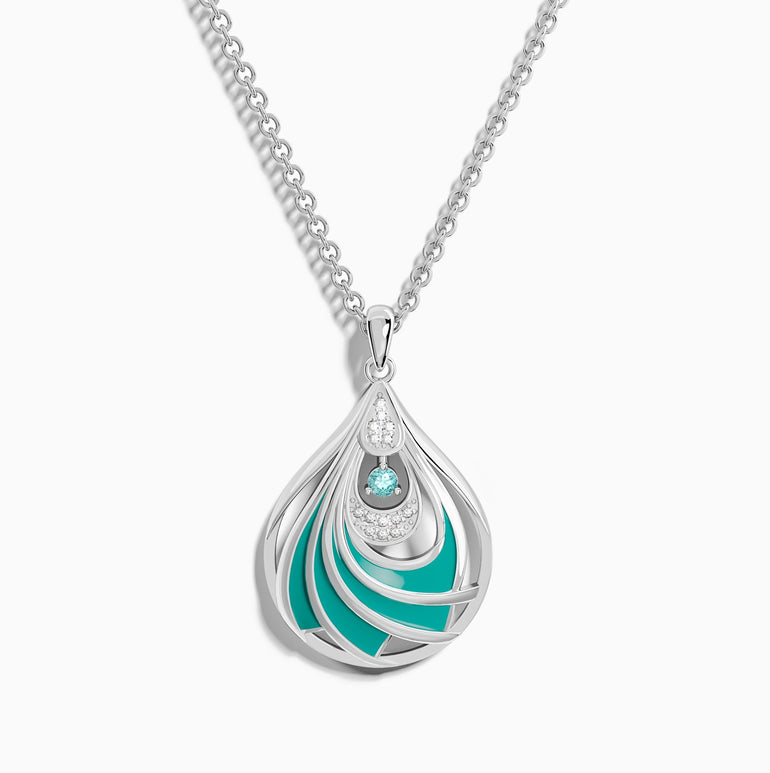 Zephyr Teardrop Necklace - Aquamarine - Serene Western