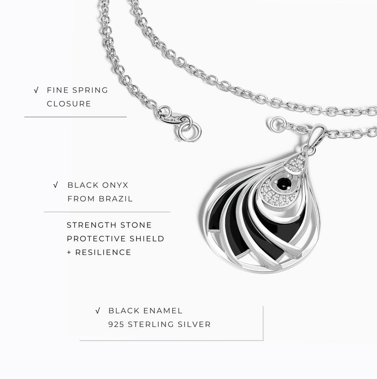 Zephyr Teardrop Necklace - Black Onyx ＆ Black - Serene Western