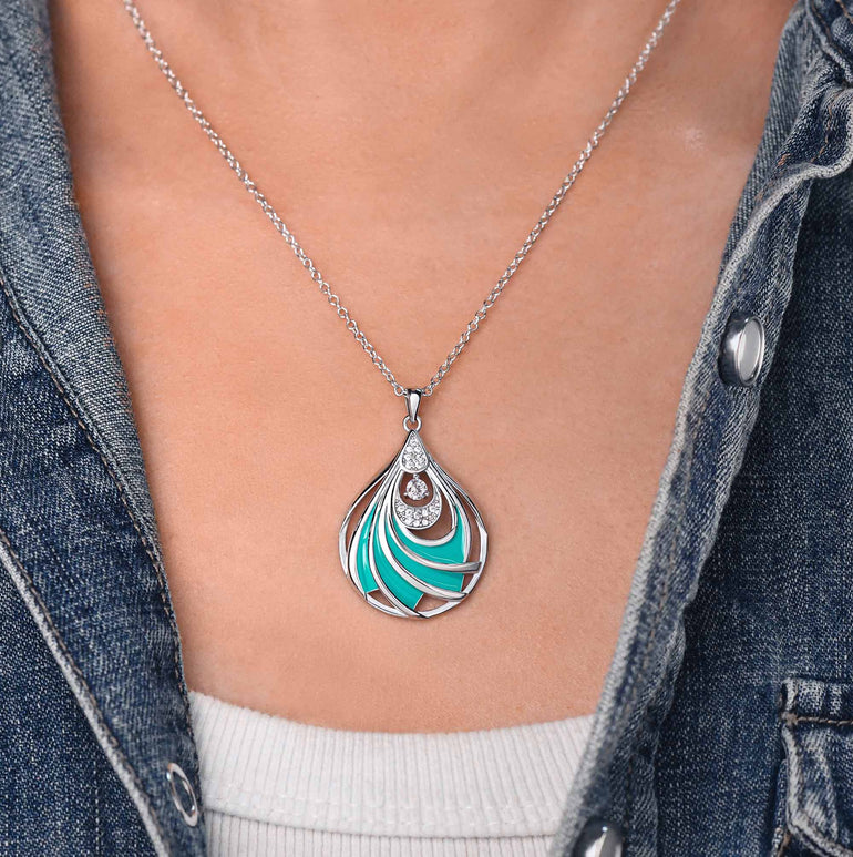 Zephyr Teardrop Necklace - Moissanite - Serene Western