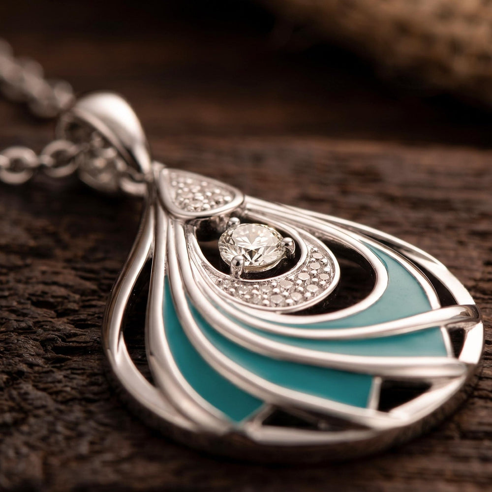 Zephyr Teardrop Necklace - Moissanite - Serene Western