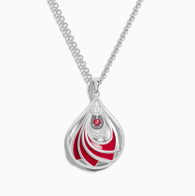 Zephyr Teardrop Necklace - Ruby ＆ Red - Serene Western