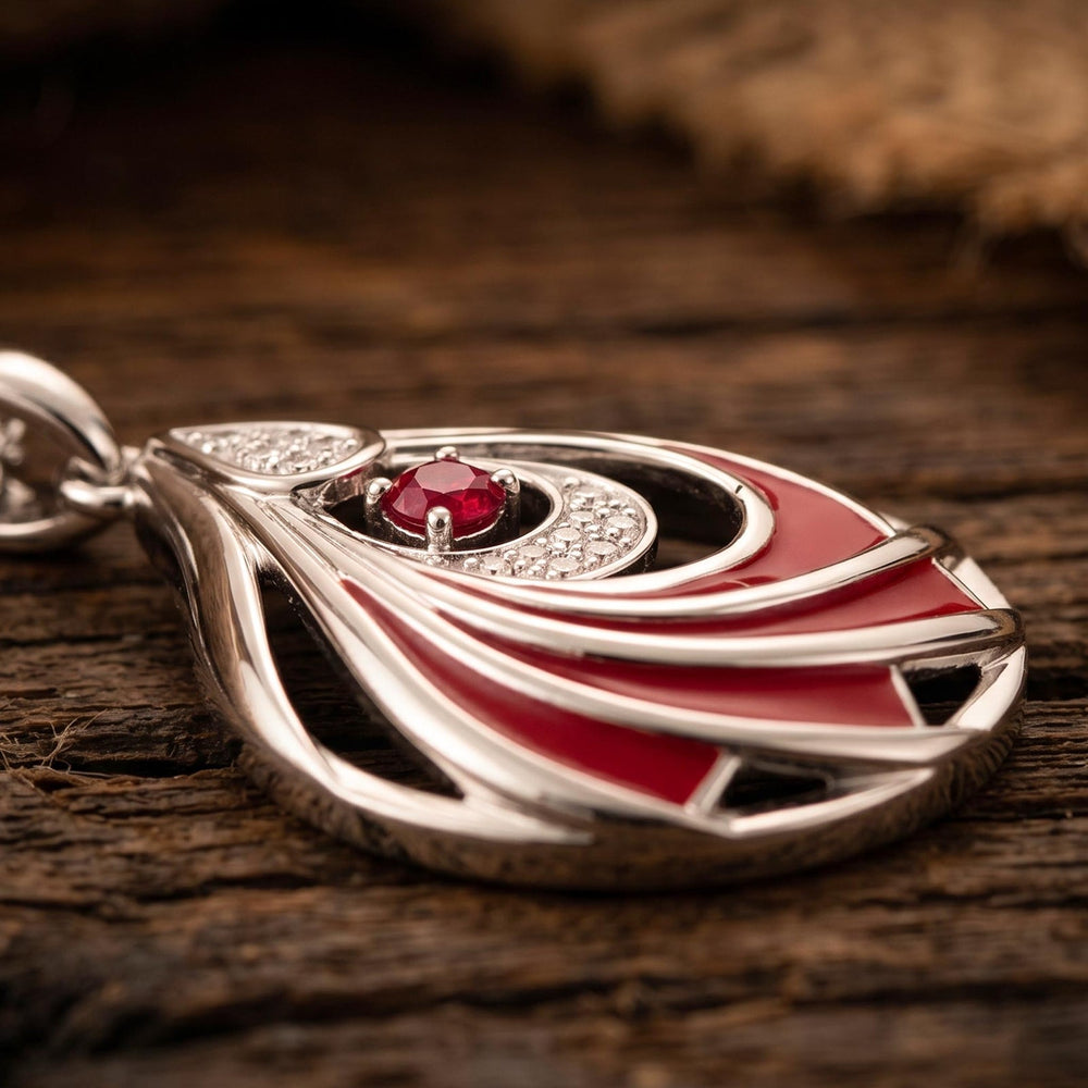 Zephyr Teardrop Necklace - Ruby ＆ Red - Serene Western